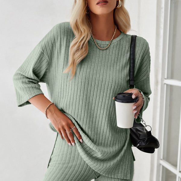 β¨ Chic & Trendy Two-Piece Set β Elegant Round Neck & Mid-Sleeve Outfit for Any Season β¨