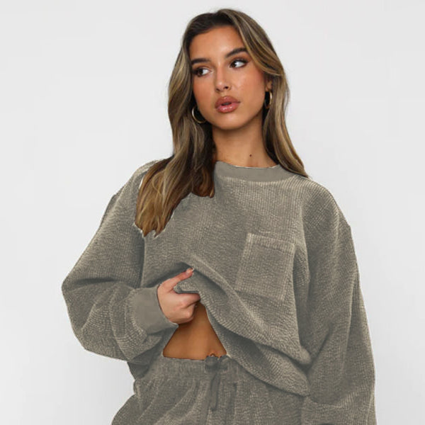 π₯ Cozy & Chic Corduroy Two-Piece Set β Long Sleeve Pullover & Pants for Fall π