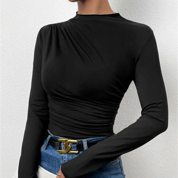 ποΈ Chic Slim Fit Ruffle Long Sleeve Top β Stylish & Versatile Must-Have β¨