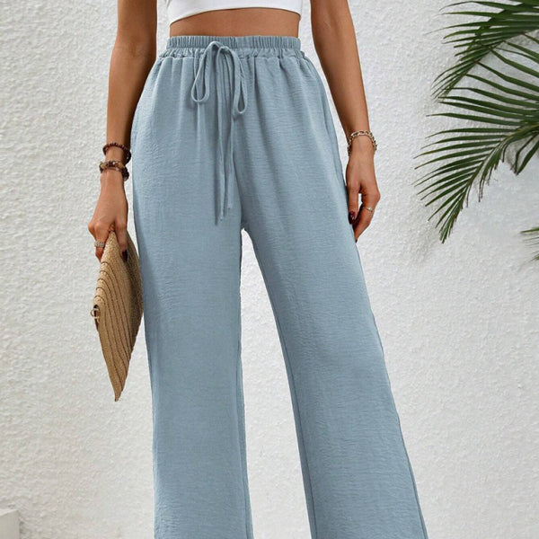 Chic & Comfy Wide Leg Pants – Elastic Waist Lounge Pants for Everyday Style