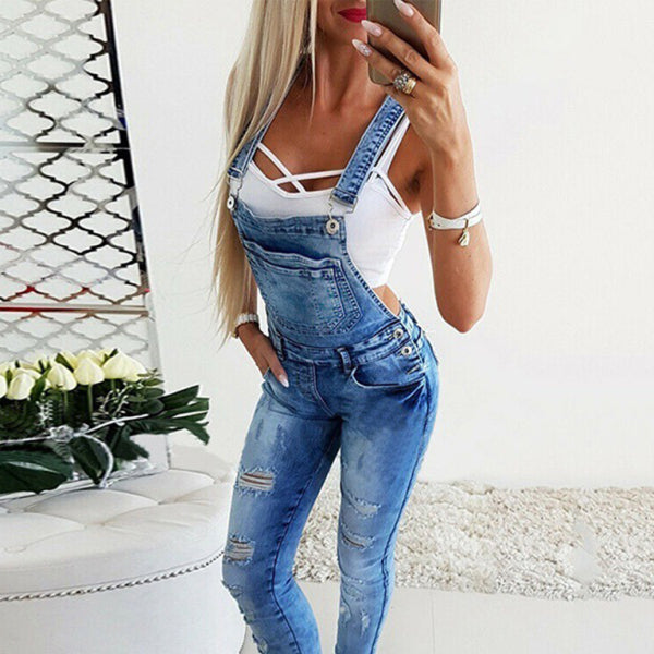 π€ Sexy Tight Overalls Hand-Teared Denim Jumpsuit for Women π₯ Trendy & Flattering Fit