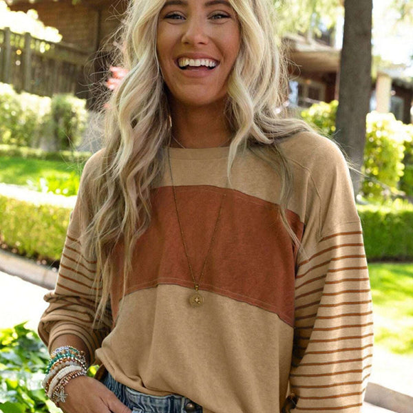 π€ Striped Contrast Long-Sleeve Pullover β Chic, Cozy & Perfect for Fall π