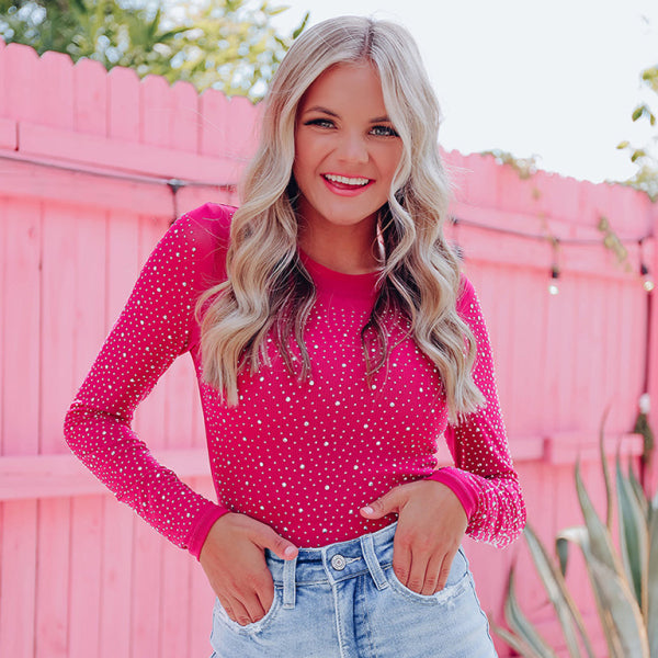 ✨ Glam Rhinestone Long-Sleeve Bodysuit – Sparkle & Slay in Style ✨