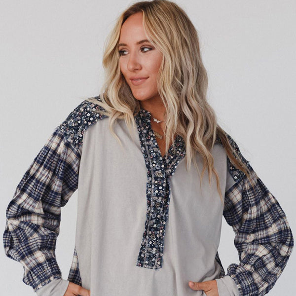 π€ Cozy Plaid Round Neck Long Sleeve Top β Chic & Comfy Must-Have π€