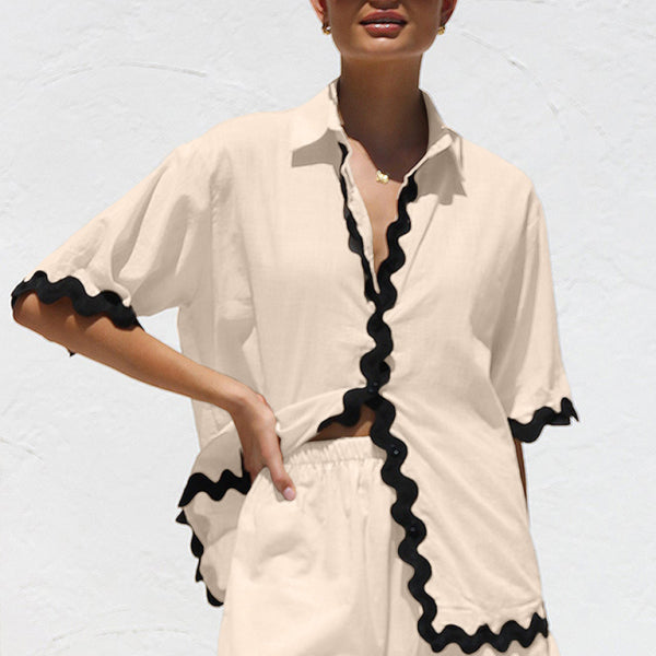 🛍️ Chic & Stylish Two-Piece Set – Short Sleeve Blazer & Shorts for Effortless Elegance ✨