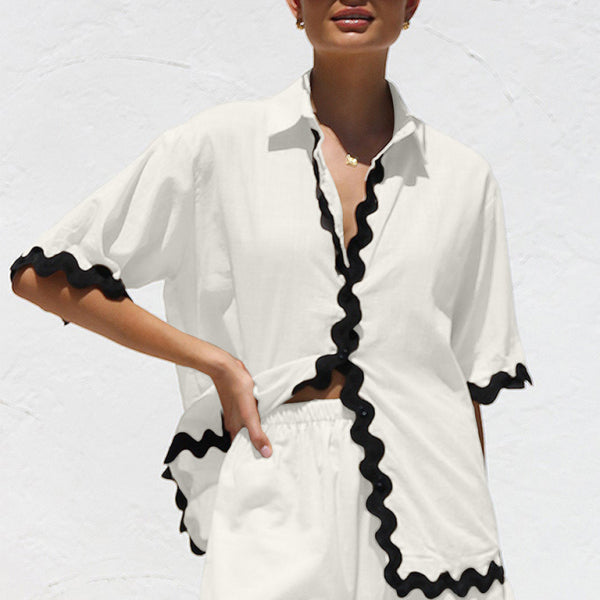 🛍️ Chic & Stylish Two-Piece Set – Short Sleeve Blazer & Shorts for Effortless Elegance ✨