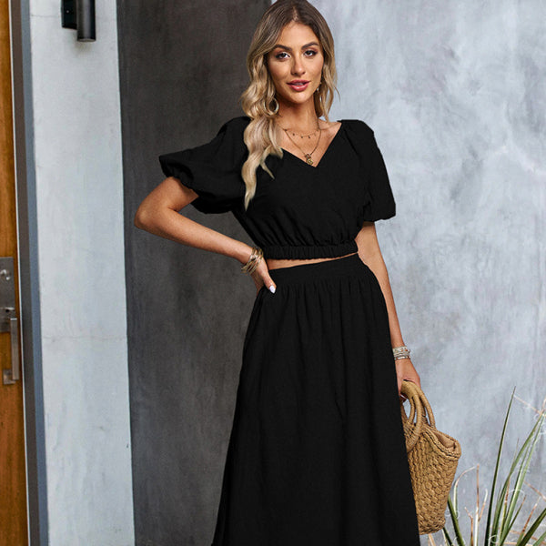 ✨ Chic & Sleek V-Neck Skirt Set – Effortless Style for Spring & Summer ✨