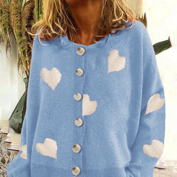 π§₯ Cozy Knitted Cardigan Sweater β Stylish Single-Breasted Love Sweater for Women β¨