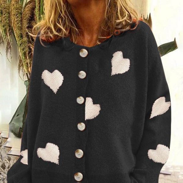 π§₯ Cozy Knitted Cardigan Sweater β Stylish Single-Breasted Love Sweater for Women β¨