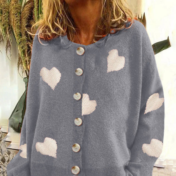 π§₯ Cozy Knitted Cardigan Sweater β Stylish Single-Breasted Love Sweater for Women β¨