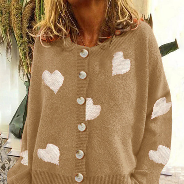 π§₯ Cozy Knitted Cardigan Sweater β Stylish Single-Breasted Love Sweater for Women β¨