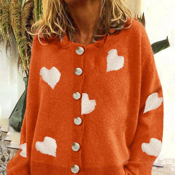 π§₯ Cozy Knitted Cardigan Sweater β Stylish Single-Breasted Love Sweater for Women β¨