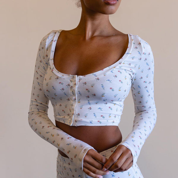 ✨ Cozy & Cute Printed Long Sleeve Pajama Set for Women – Comfy Loungewear Shorts Set ✨