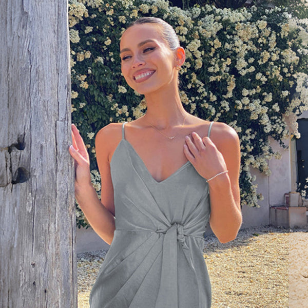 ✨ Elegant Satin Midi Dress – Chic Knotted Slip Dress for Any Occasion ✨