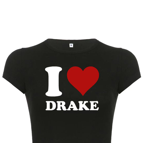 ❤️ Trendy Red Heart Crop Top Sexy Letter Print Short Sleeve Tee – Cute & Casual Must-Have ❤️