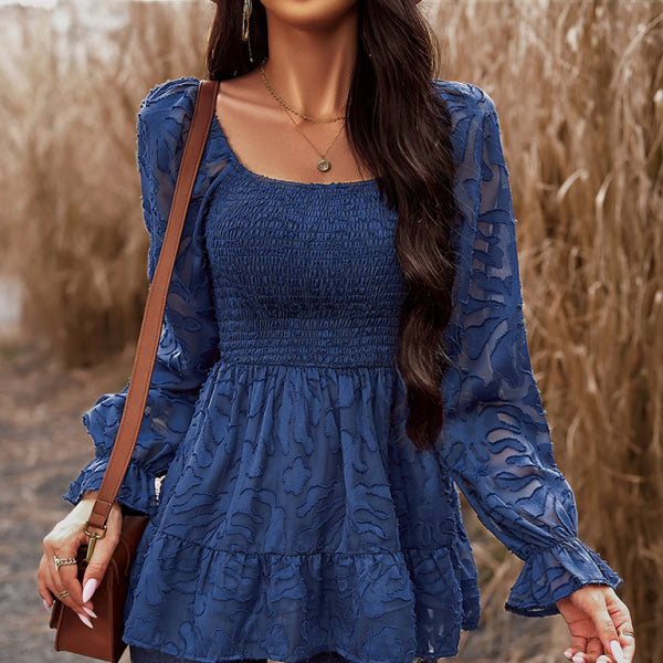 β¨ Boho Chic Square Neck Blouse Long Sleeve Elegant Top for Women β Stylish & Flattering β¨