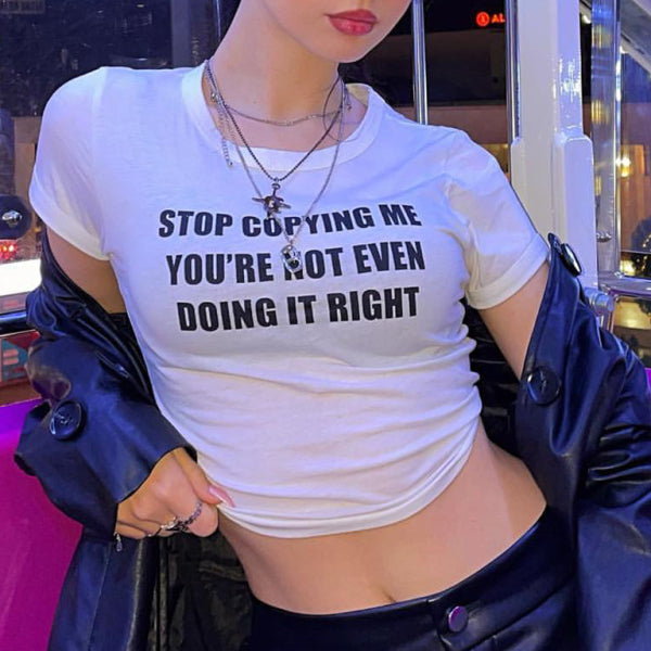 🛍️ Trendy Y2K Letter Print Tee – Stylish & Casual Short Sleeve T-Shirt ✨