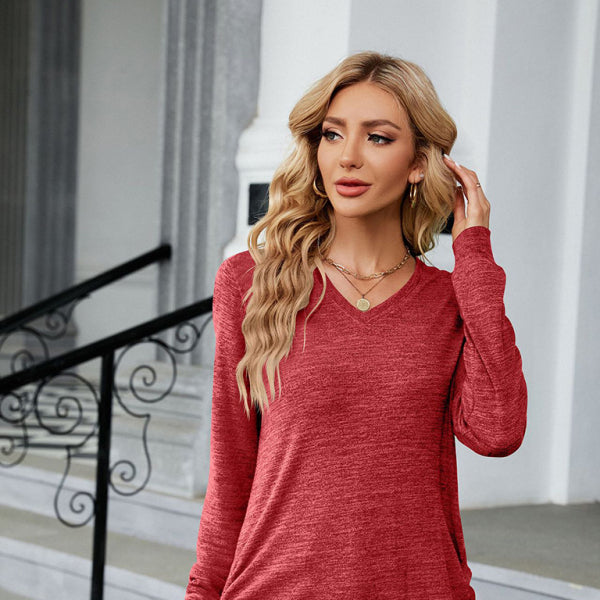 ποΈ Chic & Comfy V-Neck Smocked Long-Sleeve Top β Perfect for Any Season β¨