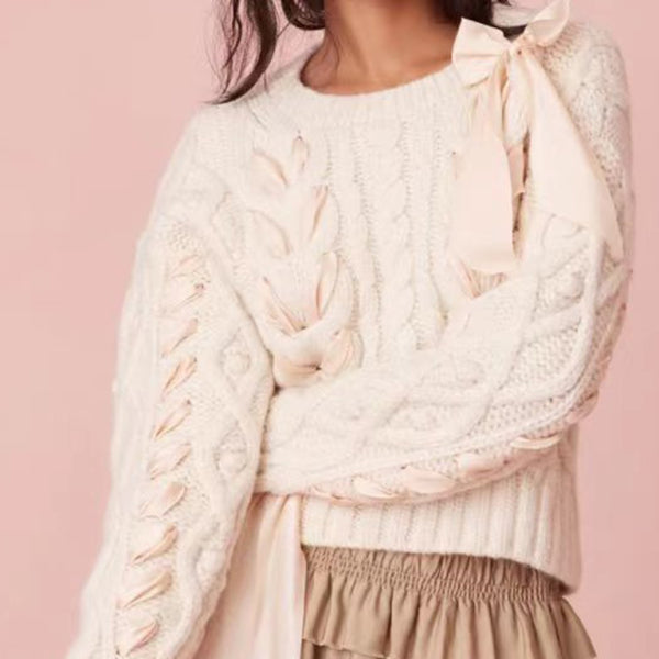 ποΈ Chic Bow Tie Sweater β Cute & Cozy Knit Top for Fall & Winter β¨