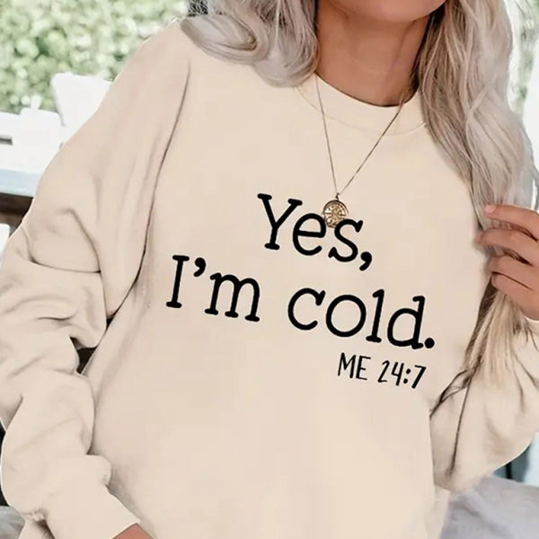 π₯ Cozy & Chic Women's Yes Letter Print Sweatshirt Crew Neck Casual Fit π₯