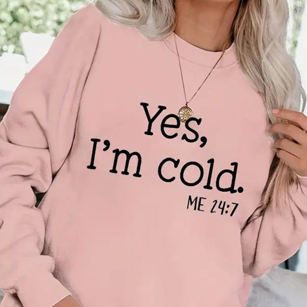 π₯ Cozy & Chic Women's Yes Letter Print Sweatshirt Crew Neck Casual Fit π₯
