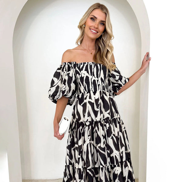 🌸 Flirty & Chic Puff Sleeve Floral Dress Resort-Ready Must-Have 🌸