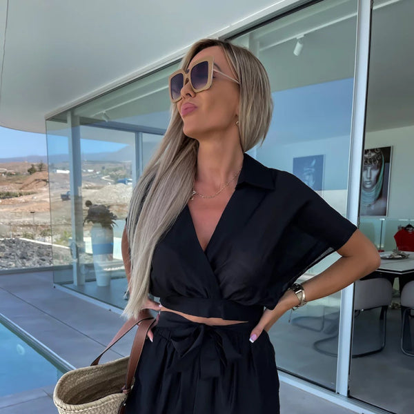 β¨ Chic & Comfy Deep V Waist Tie Pants Set β Perfect for Spring & Summer β¨