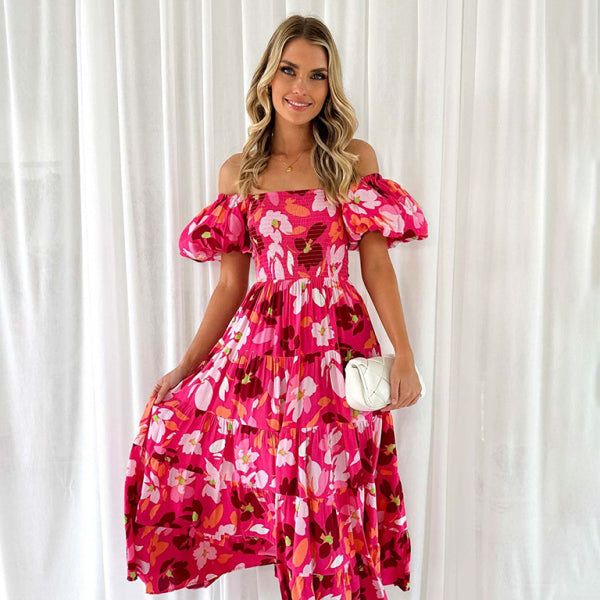 ✨ Chic French Boat Neck Floral Dress – Perfect for Spring & Summer 🌸✨