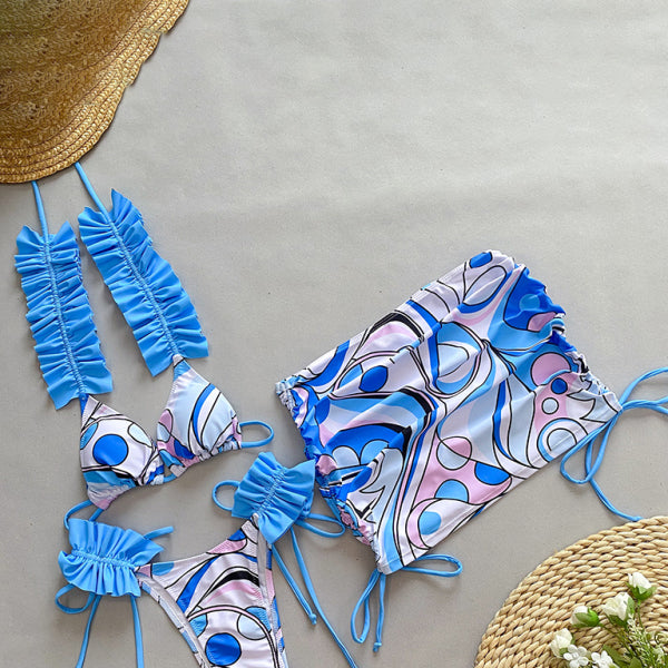 👙 Chic 3-Piece Ruffle Bikini Set – Trendy & Sexy Swimwear for Summer 🌞