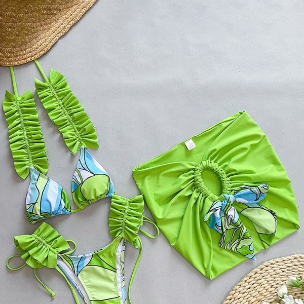 👙 Chic 3-Piece Ruffle Bikini Set – Trendy & Sexy Swimwear for Summer 🌞