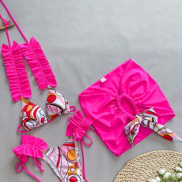 👙 Chic 3-Piece Ruffle Bikini Set – Trendy & Sexy Swimwear for Summer 🌞