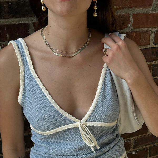 ✨ Sexy Deep V Lace Bow Tank Top – Trendy & Flirty Spring Summer Vest ✨