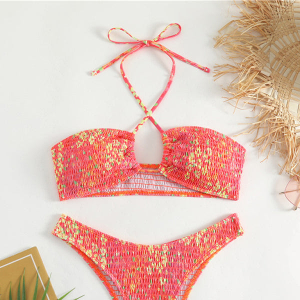 π Chic Floral Print Bikini Set Lace-Up Two-Piece Swimsuit πΈ