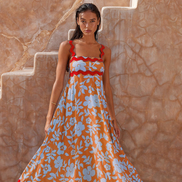 β¨ Flowy Boho Maxi Dress Sleeveless β Chic Printed Vacation Dress for Women β¨