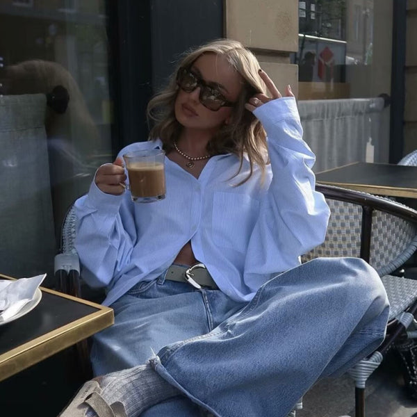 π€ Striped Backless Long Sleeve Streetwear Shirt for Women β Chic & Trendy π€