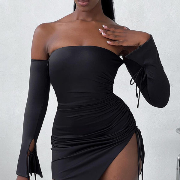 ✨ Sexy Off-Shoulder Bodycon Mini Dress with Slit – Clubwear & Party Ready ✨