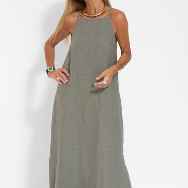 β¨ Chic Cotton Linen Slit Midi Dress β Casual, Stylish & Effortless Vibes β¨