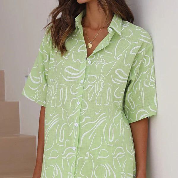 β¨ Chic Printed Two-Piece Set β Short-Sleeve Cardigan & Shorts for a Trendy Look β¨