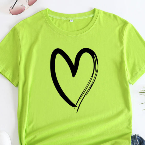 ✨ Cute & Comfy Cotton Love Heart T-Shirt – Casual Chic Short Sleeve Tee for Women ✨