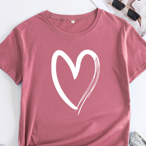 ✨ Cute & Comfy Cotton Love Heart T-Shirt – Casual Chic Short Sleeve Tee for Women ✨