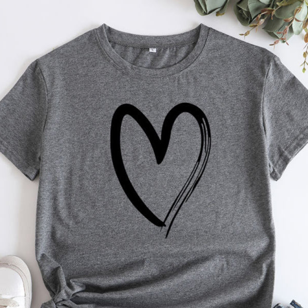 ✨ Cute & Comfy Cotton Love Heart T-Shirt – Casual Chic Short Sleeve Tee for Women ✨