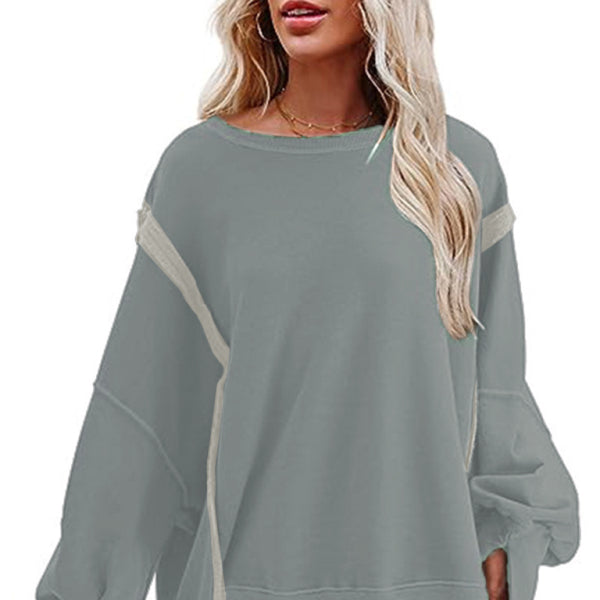 ποΈ Cozy Chic Round Neck Sweatshirt Long Sleeve Loose Fit Slit Hem β Perfect for Casual Looks π