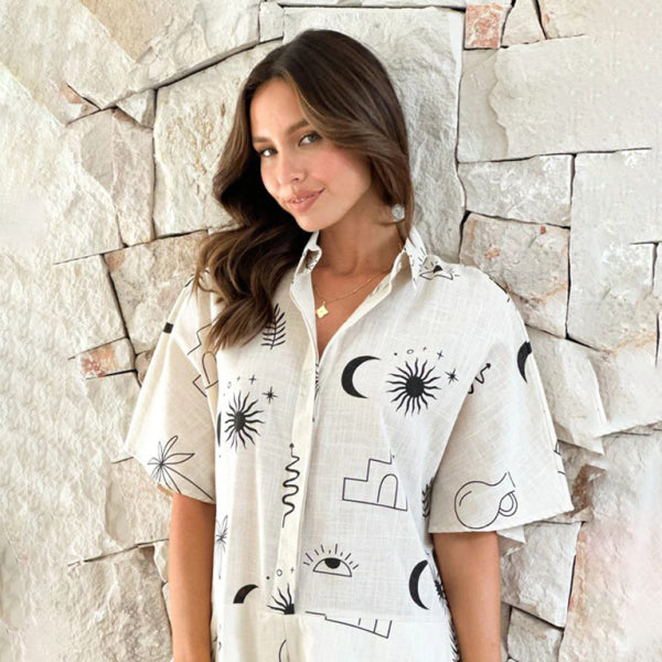 🛍️ Chic Printed Wide-Leg Short Jumpsuit – Casual & Comfy Summer Romper ☀️