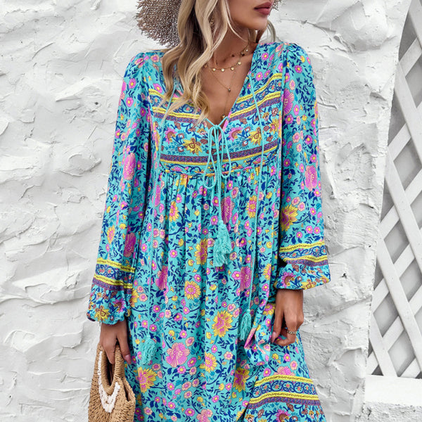 β¨ Boho Chic Long Sleeve Maxi Dress β Flowy, Stylish & Perfect for Vacation β¨