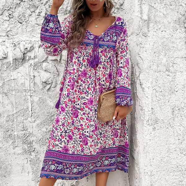 β¨ Boho Chic Long Sleeve Maxi Dress β Flowy, Stylish & Perfect for Vacation β¨