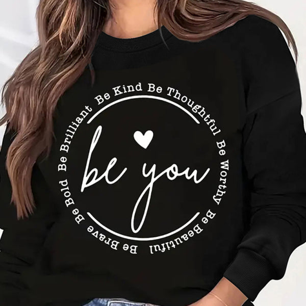 π€ Cozy Love Print Sweatshirt Round Neck Long Sleeve Trendy Fit π€