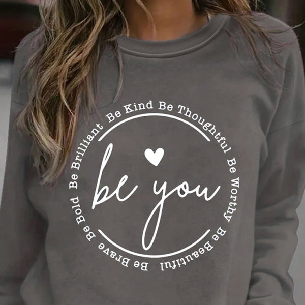 π€ Cozy Love Print Sweatshirt Round Neck Long Sleeve Trendy Fit π€