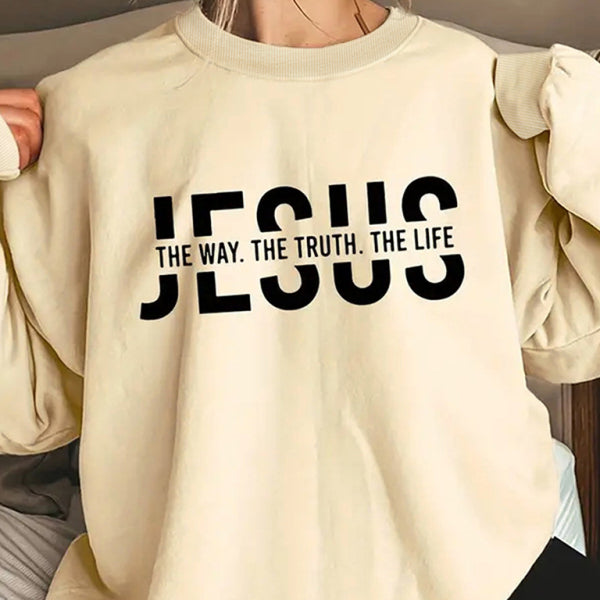 ποΈ Letter Print Christian Long Sleeve Sweatshirt Cozy Faith-Inspired Top β¨