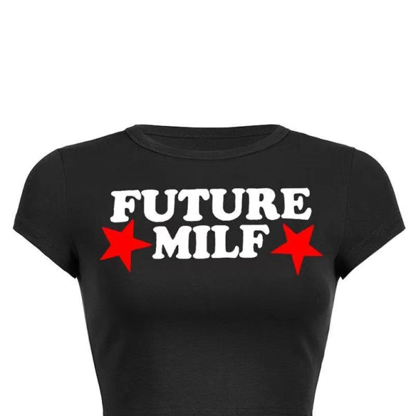 🛍️ Trendy Letter Print Crop Top – Sexy Tight Short Sleeve T-Shirt for Hot Girls 🔥