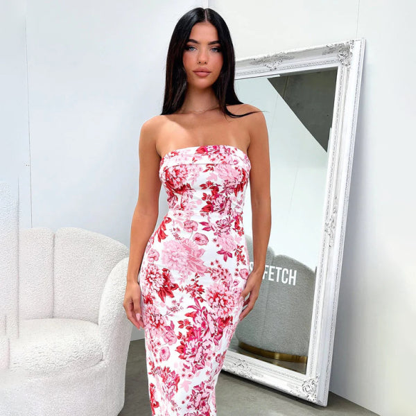 ✨ Sexy Tube Top Maxi Dress Slit Backless Cocktail Dress – Elegant & Chic ✨